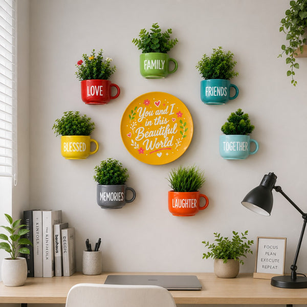 YOU & I | Cup Plates & Planters Combo | Wall Decor Set | Home Decor & Personalised Gifts