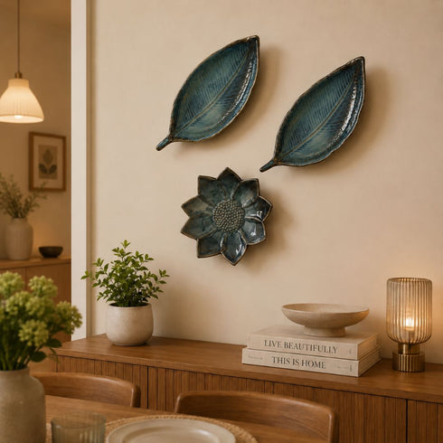 Leaves & Flowers Wall Plate Set | Quirky Home Decor