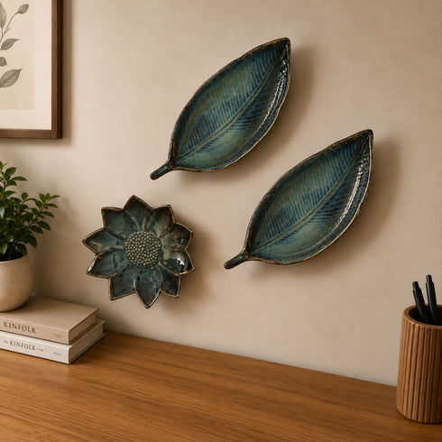 Leaves & Flowers Wall Plate Set | Quirky Home Decor
