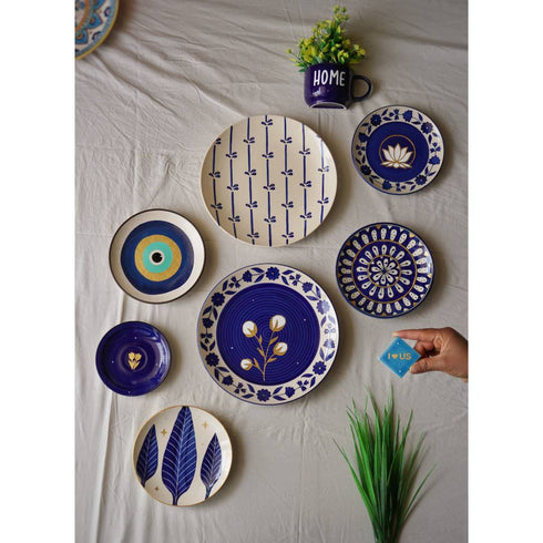 Royal Blue Pottery Wall Decor Combo - Buy 5, Get 5 FREE!
