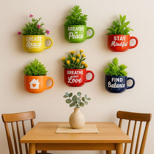 Breathe in Peace | Cup Planters with Quotes | Ceramic House Warming Gift | Home Wall Decor (Copy)