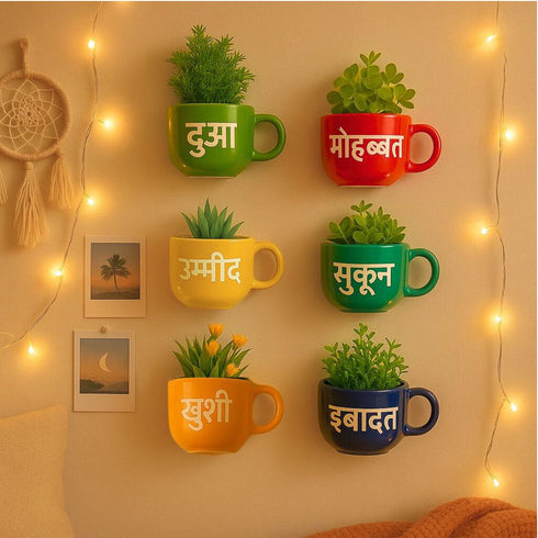 Hindi Happy Words | Wall Planter Set | Personalised Gift | Home Decor