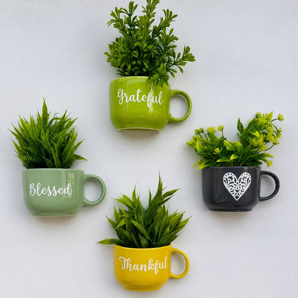 Grateful Thankful Blessed Wall Decor Cup Planters | Personalised Gifts | Home Decor