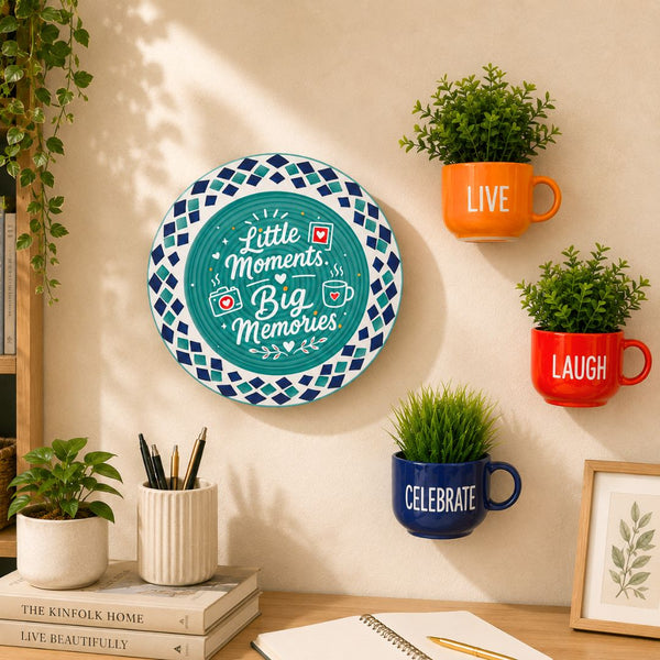 Little Moments, Big Memories Wall Plate & Cup Planters Combo | Wall Decor Set | Home Decor & Personalised Gifts
