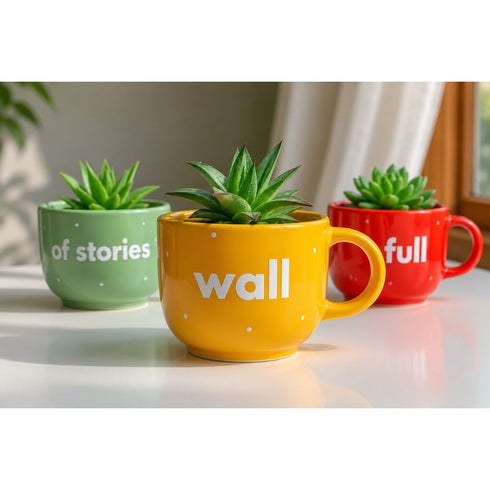 Wall Full of Stories | Painted Ceramic Wall Planter | Table Accessory | Personalised Gift | Home Decor
