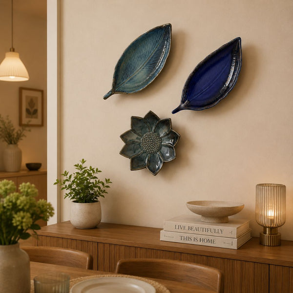 Leaves & Flowers Wall Plate Set | Quirky Home Decor