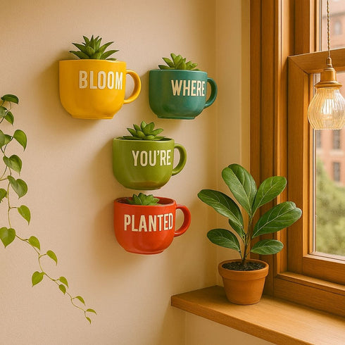 Bloom where you're Planted | Ceramic Wall Planters | Table Accessories | Personalised Gift | Home Decor