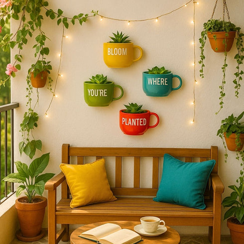 Bloom where you're Planted | Ceramic Wall Planters | Table Accessories | Personalised Gift | Home Decor