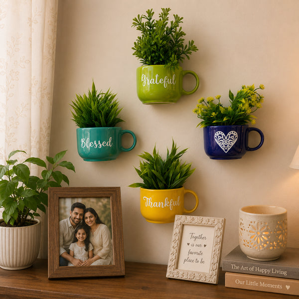 Grateful Thankful Blessed Wall Decor Cup Planters | Personalised Gifts | Home Decor