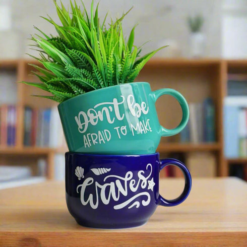 Plant Positive Vibes | Cup Planters with Quotes Collection | Ceramic House Warming Gift | Home Wall Decor