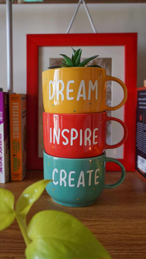 Dream Inspire Create | Ceramic Wall Planter | Table Accessory | Personalised Gift | Home Decor