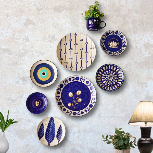 Royal Blue Pottery Wall Decor Combo - Buy 5, Get 5 FREE!