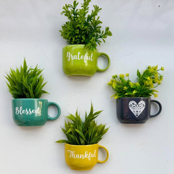 Grateful Thankful Blessed Wall Decor Cup Planters | Personalised Gifts | Home Decor