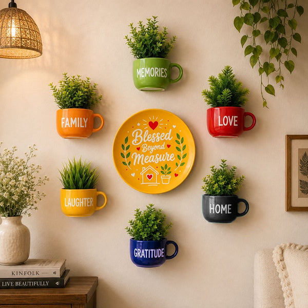 Blessed Beyond Measure | Yellow Wall Plate & Planters Combo