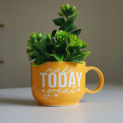 Make Today Great | Ceramic Wall Planter | Table Accessory | Personalised Gift | Home Decor