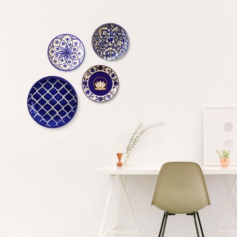 Blue Pottery Wall Plate Set | Home Decor & Gift