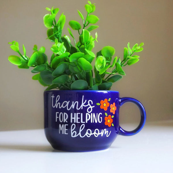 Thank You Gift Cup Planter | Ceramic Wall Planter | Table Accessory | Personalised Gift | Home Decor