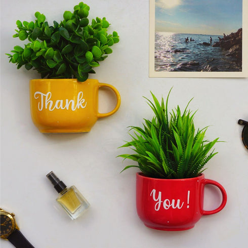 Thank You | Gift Cup Planter | Happy Home Decor | Quirky Gifts