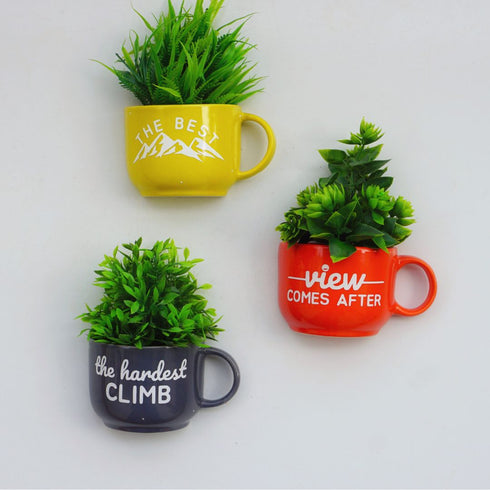 The Best View | Ceramic Wall Planters with Quotes | Table Accessory | Personalised Gift | Home Decor