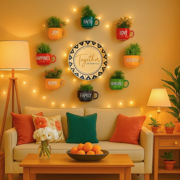 Together We Have it All | Ivory Wall Plate & Cup Planters Combo