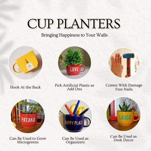 Dua | Ceramic Wall Decoration Planter | Painted Table Planter | Gift Planter | Home Decor