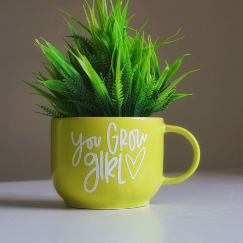 You Grow Girl | Ceramic Wall Planter | Table Accessory | Personalised Gift | Home Decor