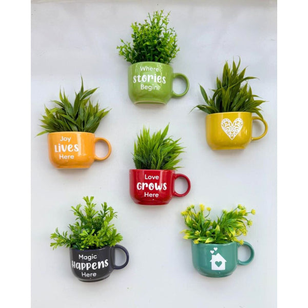 Home Quotes wall Cup Planters | Ceramic House Warming Gift | Home Wall Decor