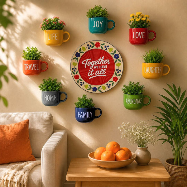 Together We Have it All | Red Wall Plate & Cup Planters Combo