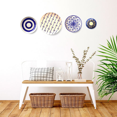 Minimalist Blue Pottery Plates for Wall | Home Decor & Gifts | Decorative Wall plates buy online india