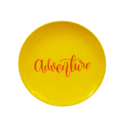 Wall Plate - Adventure - Neon Yellow - Pink - Hand Lettered Decor - Personalised Gift - Buy Online India - Free Shipping