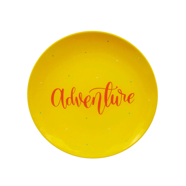 Wall Plate - Adventure - Neon Yellow - Pink - Hand Lettered Decor - Personalised Gift - Buy Online India - Free Shipping