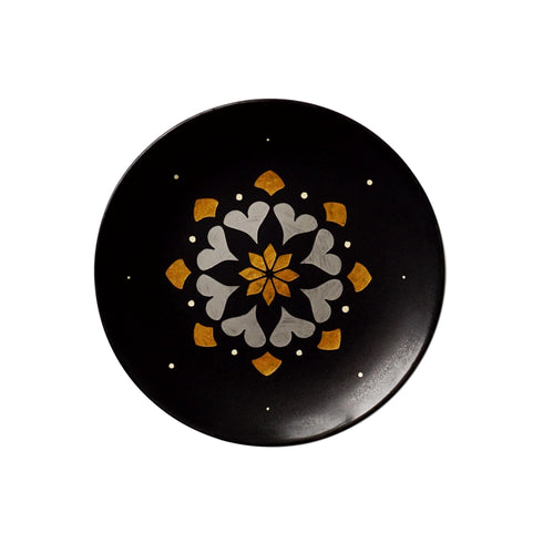 Wall Plate - Lotus Mandala - Matt Black - with Gold & Silver detailing - Spiritual Home Decor - House Warming Gift - Free Shipping India - Buy Online