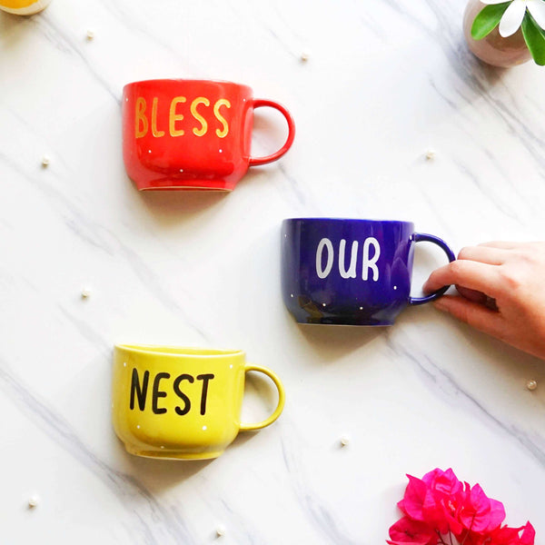 Ceramic Wall Decoration - Entrance Home Decor - Bless-our-nest-Red-Blue-Yellow Green-Personalised Gifts-buy online India - free shipping