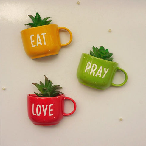 Eat Pray Love Cup Planters - Wall Decor - Buy Online India