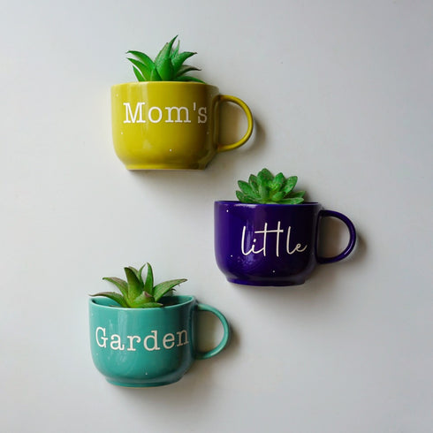 Mom's Little Garden | Ceramic Wall Planter | Table Accessory | Personalised Gift | Home Decor