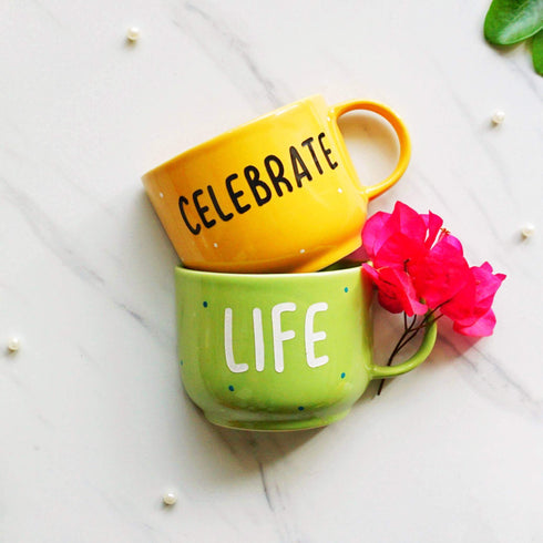 Celebrate-Life-Quirky-Yellow-And-Green-Wall-Decor-Home Decor-Personalised-Anniversary-Birthday-Wedding-Gifts-Office-Accessories-Wall-Vase-Set-Ceramic-Wall-Pockets-buy-online-India
