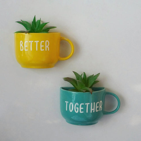 Cup Planter - Mug Planter - Wall Garden Decor - Better Together - Garden Decor - Succulent Planter - Small Pot - Home Office Accessories - Study Room Decor - Personalised Gifts - Buy Online India - Free Shipping