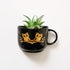 Black Owl Cup Planter - Mug Planter - Wall Planter - Garden Wall Decor - Balcony Decor - Succulent Planters - Small Ceramic Pots - Plant Lover Gifts - Buy Online India - Free Shipping