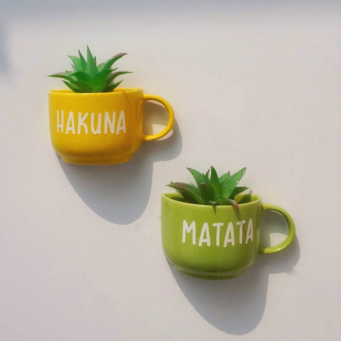 Hakuna Matata Wall Planters - Colourful Mug Planters - Cup Planters - Wall Garden Decor - Balcony Decor - Succulent Planter - Small Pot - Indoor Plants Decor - Plant Lover Gifts - Buy Online India - Free Shipping