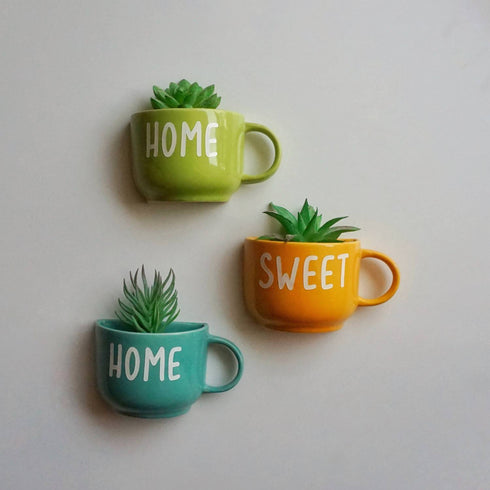 Home Sweet Home Cup Planters - Wall Mug Planters - Wall Garden Decor - Balcony Decor - Small Planters - Small Pot - Plant Lover Gift - Buy Online India - Free Shipping