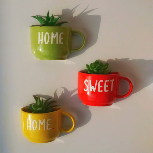 Sweet Home-Wall Pocket Decor-Office Accessories-Home Decor-Personalised Anniversary Birthday Wedding Gifts-Ceramic Wall Vase Set-buy online free shipping India