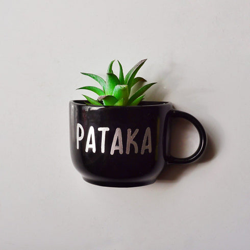 Black Cup Planter - Mug Planter - Wall Planter - Garden Wall Decor - Balcony Decor - Succulent Planter - Small Ceramic Pots - Plant Lover Gifts - Buy Online India - Free Shipping
