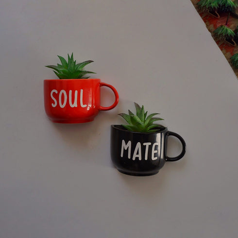 Soul Mate Cup Planter - Mug Planter - Wall Planter - Garden Wall Decor - Balcony Decor - Succulent Planter - Small Pot - Plant Lover Gifts - Buy Online India - Free Shipping