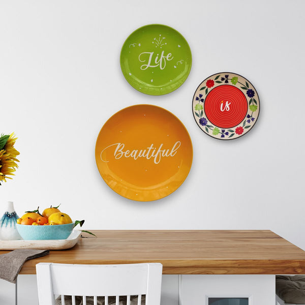 3 Piece Wall Plate Set | Life is Beautiful | Home Decor & Wedding Gift