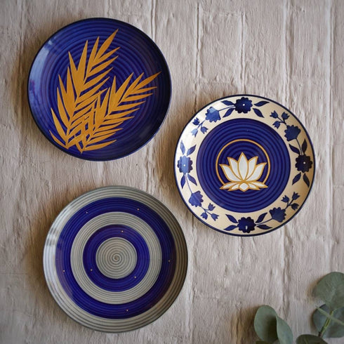 Blue Pottery Plates for Wall | Home Decor & Gifts | The Milestones Studio | buy online India | free shipping