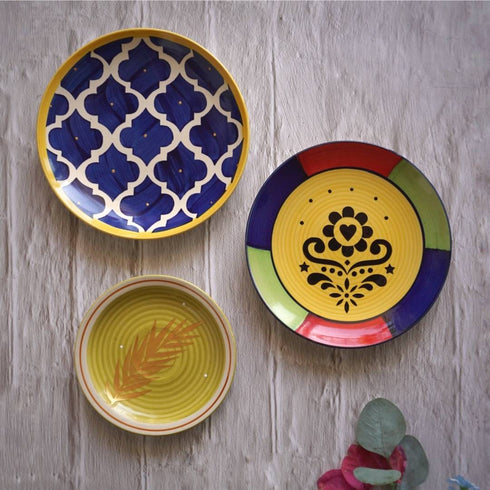 Colourful Wall Plate Set of 3 | Home Decor & House-warming Gift