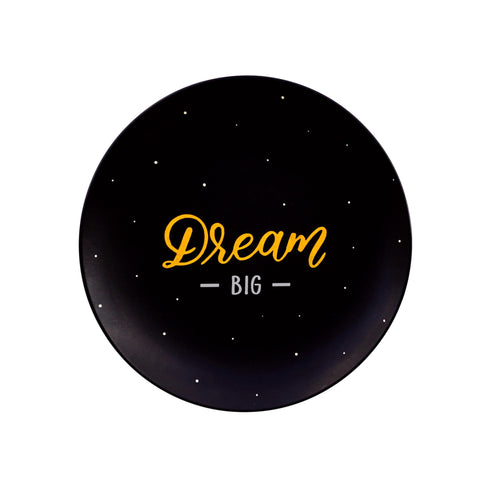 Wall Plate - Dream Big - Matt Black - Yellow and Grey - Hand Lettered + Hand painted - Feel Good Home Decor + Office Accesories and Gift