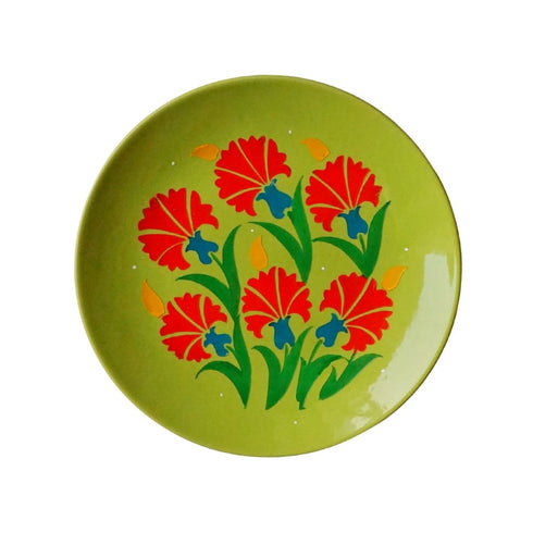 Tropical Blast Wall Plate Painting | Home Decor Plates | Hand Painted Gift| green decorative wall plate | buy online India