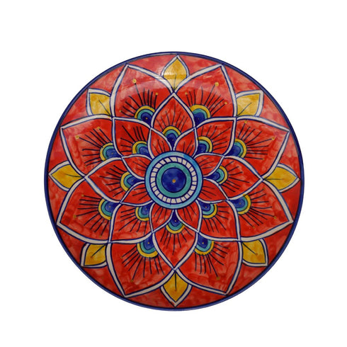 red Floral Wall Plate - Hand Painted Mandala Home Decor and Gifts - Office Wall Accessories - Buy Online India - Free Shipping