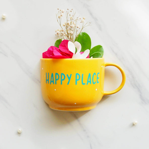 Happy-Place-Wall Pocket Decor-Office Accessories-Home Decor-Personalised Anniversary Birthday Wedding Gifts-Ceramic Wall Vase Set-buy online free shipping India